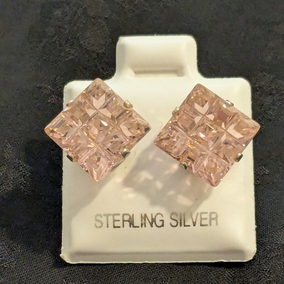 🆕 Pink Simulated Topaz CZ Earrings 925 Sterling Silver Earrings - Picture 2 of 9